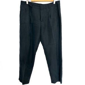 Club Monaco Straight Leg High Rise Silk Dress Pants, Black Trousers, 10